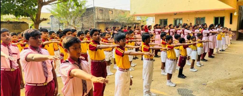 Students during PT drill